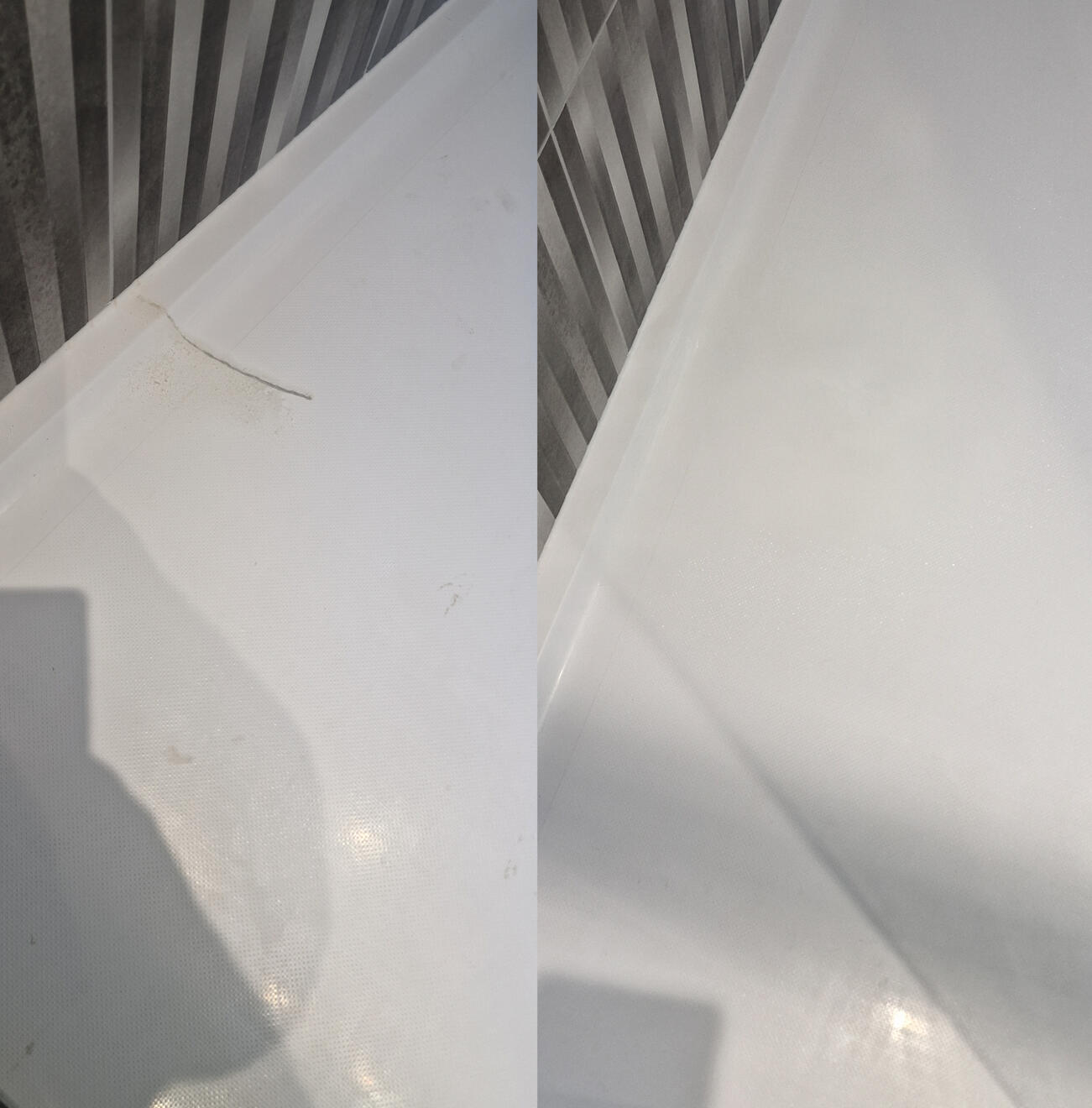 before and after pictures of a stone resin acrylic shower tray crack repair before and after pictures of a stone resin acrylic shower tray crack repair in Birmingham