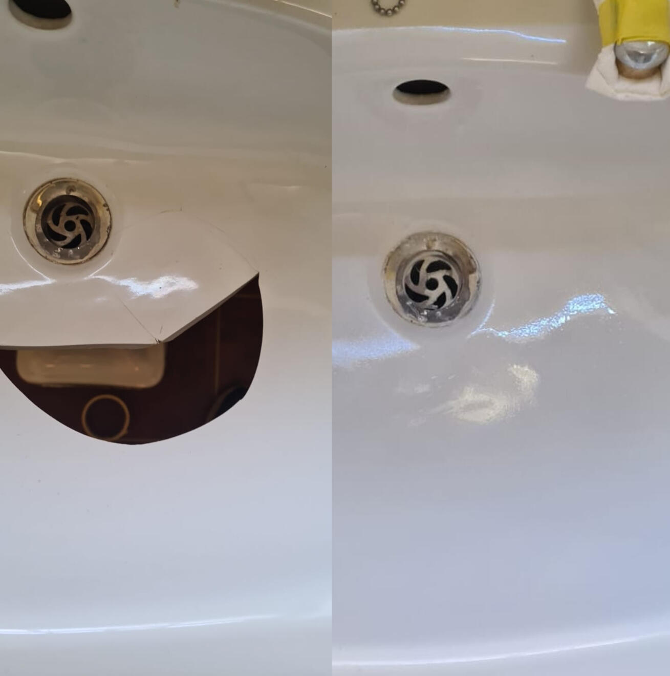 before and after pictures of a ceramic sink crack repair before and after pictures of a ceramic sink crack repair in Birmingham